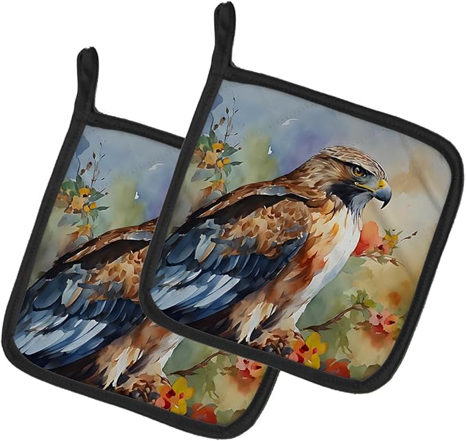 Caroline's Treasures Hawk Pair of Pot Holders Kitchen Heat Resistant Pot Holders Sets Oven Hot Pads for Cooking Baking BBQ, 7 1/2 x 7 1/2