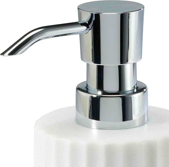 IZOD - Lotion Pump/Soap Dispenser, Resin Countertop Bathroom Accessories, Dorm Room Essentials, Striped Bathroom Decor (Clubhouse Collection, Blue)