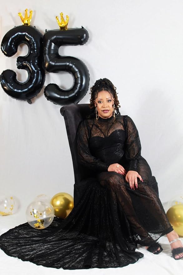 50 Balloon Number, Black Balloons 40 Inch Birthday Decorations for 50th, Big Digital Balloons for Wedding, Anniversaries, Celebration Party, Graduation, Photo Prop