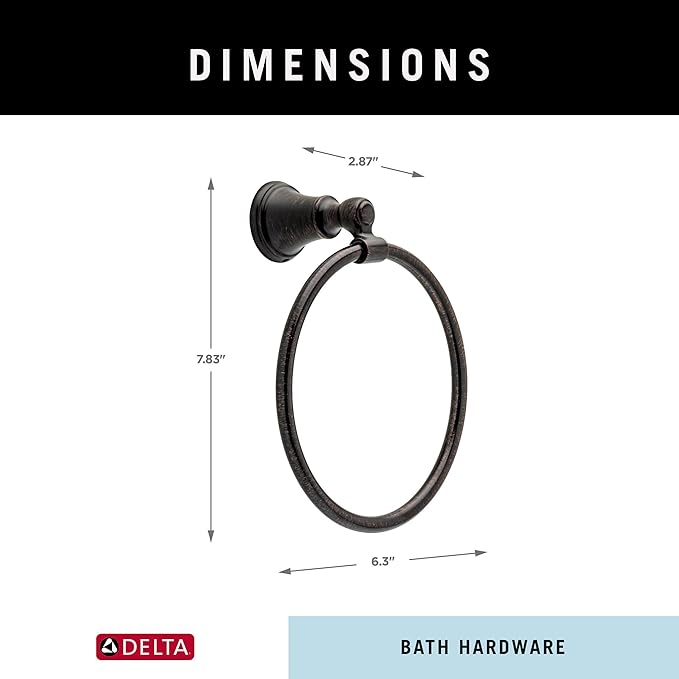 Delta Woodhurst (1-Pack) Hand Towel Holder Venetian Bronze Towel Racks for Bathroom Wall Round Towel Ring Holder for Bath Towel Hanger for Kitchen, Bathroom Accessories 73246-RB