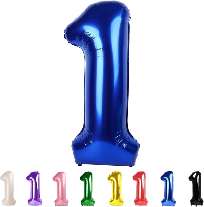 40In Number 1 Balloon for 11 15 18 21 1st Birthday Decorations Boy, Navy Blue Balloon Numbers Party Decorations for Its A Boy Baby Shower Decor