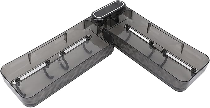 Asixxsix Kitchen Sink Organizer, No Drilling Self Adhesive Foldable Plastic Sponge Holder For Bathroom Shower Shelf With Corner Mounting Design For Kitchen Bathroom (Transparent Grey)