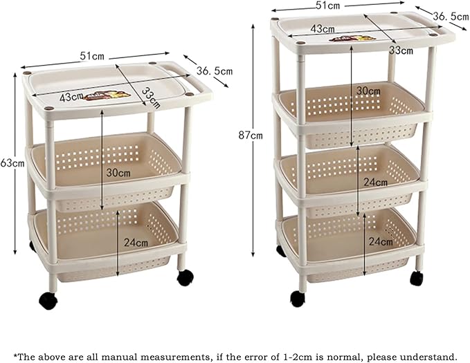 Kitchen Storage Rack Kitchen Rack Floor-to-ceiling Trolley Multi-layer Vegetable Basket and Fruit Storage Basket Locker with Wheeled Mobile Trolley Storage Shelves (Color : 3 layers) (4 Layers )