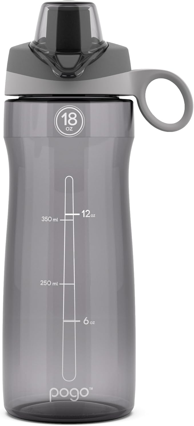 Pogo Plastic Water Bottle with Chug Lid and Carry Handle, Reusable, BPA Free, Dishwasher Safe, Perfect for Travel, School, Outdoors, and Gym | 18oz, 32oz, 40oz, 64oz