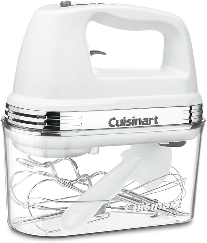 Cuisinart Power Advantage PLUS 9-Speed Hand Mixer, 220W-Motor Hand Blender Electric Mixer with 9 Speed Settings, Extra-Long Dishwasher-Safe Beaters, 3 Low Mixing Speeds, Storage Case, HM-90S, White