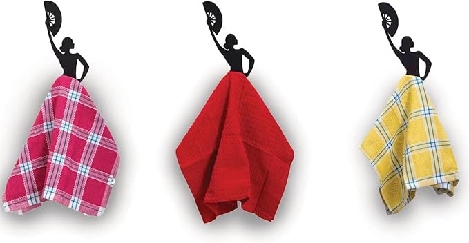 Artori Design Black Towel Hook - Hand Towel Holder for Bathroom & Kitchen - Heavy Duty Shower Hook - Flamenco Dancer Design