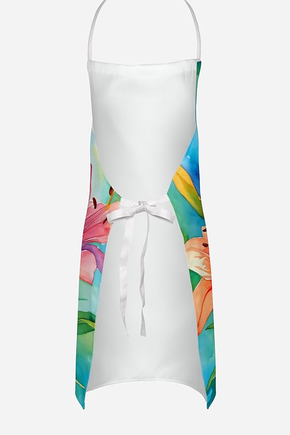 Caroline's Treasures Lilies in Watercolor Apron Cooking Kitchen Server Baking Crafts Gardening for Adult Women Men, Unisex, Large, Multicolor