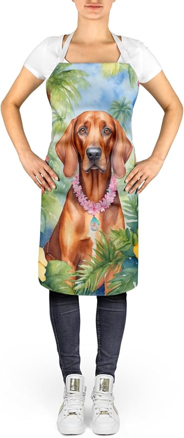 Caroline's Treasures Redbone Coonhound Luau Apron Cooking Kitchen Server Baking Crafts Gardening for Adult Women Men, Unisex, Large, Multicolor
