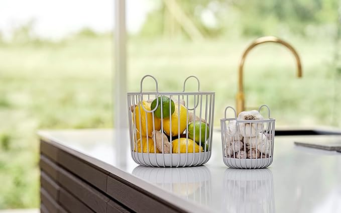 Zone Denmark Inu Basket - Basket with Handles Crafted from Metal - with sleek and sturdy design - Stylish and Functional Storage for Kitchen, Bathroom, Children's Room, and Home Office- (Small)
