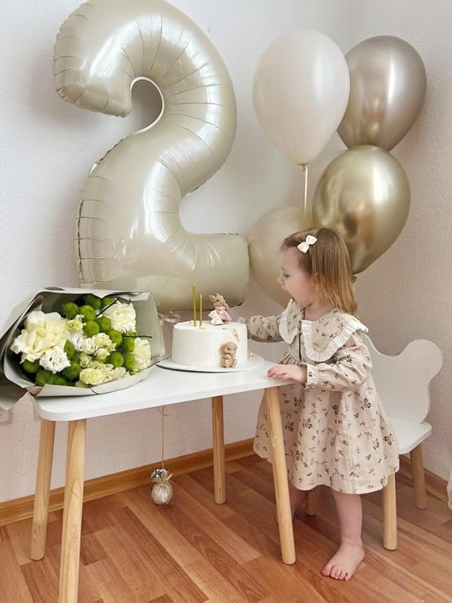 Number Balloons 40 In, 2 Balloons Numbers Birthday Decorations for Women Men, Cream Birthday Party Decorations Big Balloons for 12 22 25 Wedding, Celebration Party, Graduations