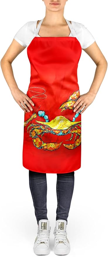 Caroline's Treasures Seafood Sandwich Crab Shrimp Crawfish Apron Cooking Kitchen Server Baking Crafts Gardening for Adult Women Men, Unisex, Large, Multicolor