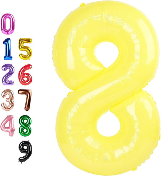 Yellow Number 8 Balloon 40 Inch, Birthday Decorations For Women Men, Number Balloons for 8, 18, 28 Children's Day Adult Ceremony Party Decoration