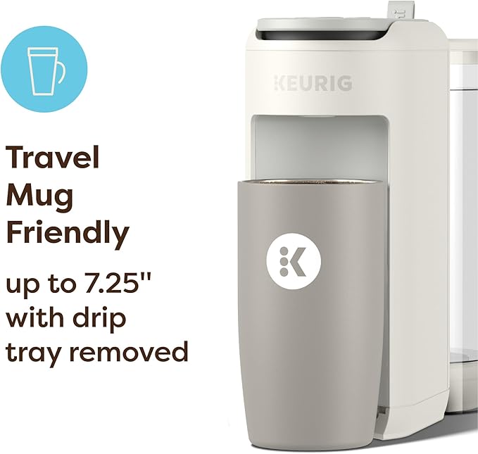 Keurig K-Mini Mate Plus Single-Serve K-Cup Pod Coffee Maker, Compact, 3 Cup Sizes, Brew Over Ice and Strong Button Features, 50 oz Removable Reservoir, Warm Stone