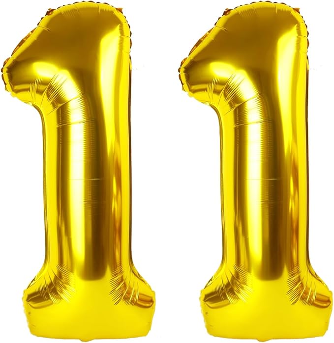 Gold 11 Balloon, 40 Inch Number Balloons, Birthday Balloon Party Decoration for 11st Girls Boys, Anniversaries, Celebration Party, Graduation