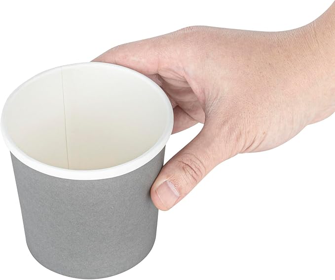 Restaurantware-Bio Tek 12 Ounce Disposable Soup Cups, 200 Microwavable Paper Soup Cups - Vented Lids Sold Separately, Hot And Cold Foods, Gray Paper To Go Containers, For Desserts Or Treats