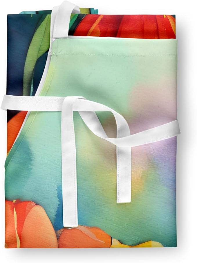 Caroline's Treasures Tulips in Watercolor Apron Cooking Kitchen Server Baking Crafts Gardening for Adult Women Men, Unisex, Large, Multicolor