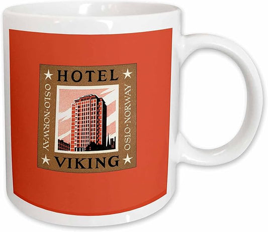 3dRose Hotel Viking Oslo Norway Vintage Luggage Label Reproduction 11oz Mug