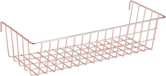 Hanging Grid Basket for Wire Wall Panel,, Multifunction Wall Storage Display Decorative Basket, Size 15.5"x5.3"x3.9", Rose Gold