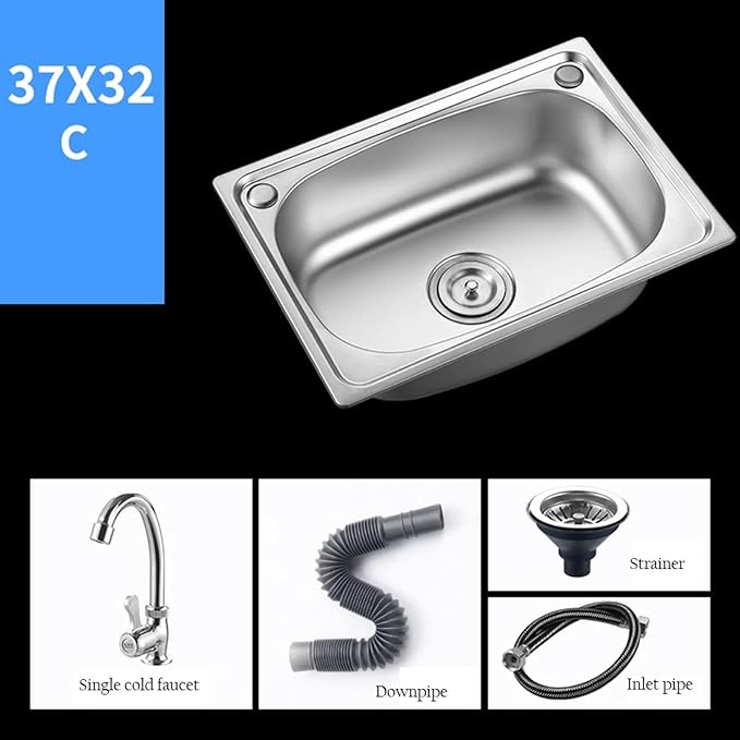 Wall Mounted Stainless Steel Sink, Hand Wash Basin, Workstation Sink Includes Drain and Downpipe, for Hotels, Restaurants, Kitchens(Silver C(37x32cm)