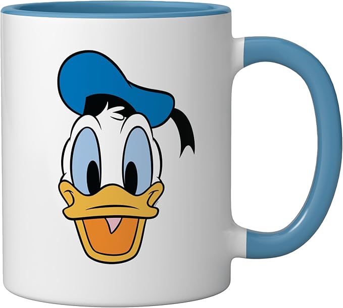 Disney Donald Duck Three Caballeros Trip Matching Big Face Ceramic Mug, Blue/White