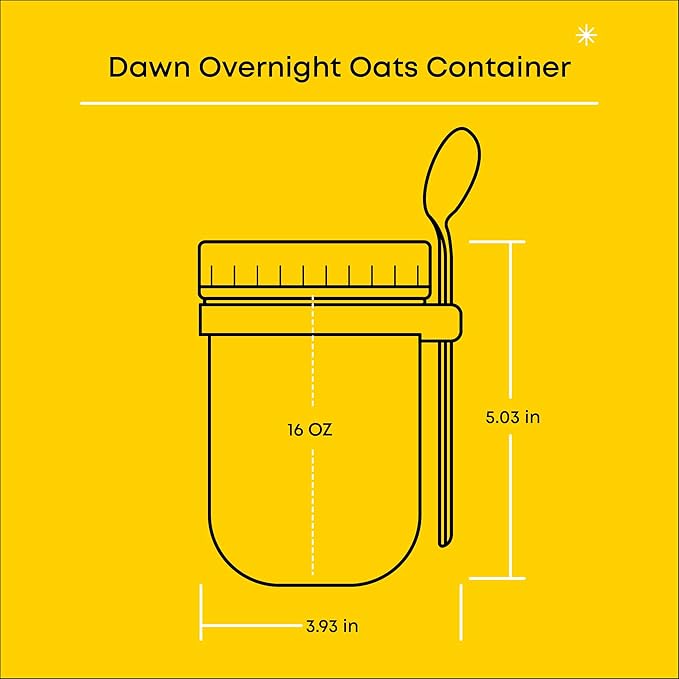 JoyJolt 3-Pack Overnight Oats Containers with Lids and Spoons Set, 16 oz Mason Jars for Overnight Oats, Chia Pudding Jars with Lids - BPA-Free, Leak Proof Small Containers for Meal Prep