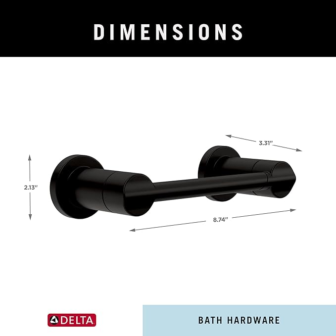 Delta Nicoli (1-Pack) Toilet Paper Holder Matte Black Tissue Roll Holder for Bathroom Organization and Storage Pivoting Toilet Tissue Holder Wall Bathroom Accessories NIC50-MB