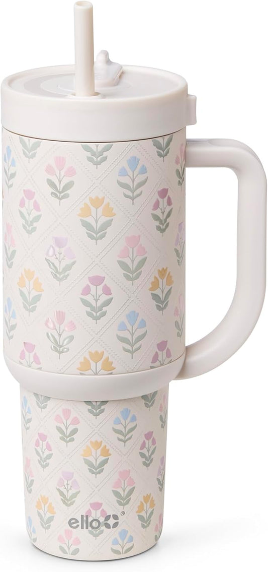 Ello Oasis 30oz Stainless Steel Water Bottle - Flower Quilt
