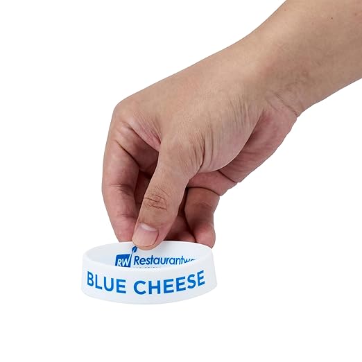 Restaurantware Silicone Squeeze Bottle Band 10 Count 2.75 Inch Dishwasher Safe Condiment Identification Band, Blue Cheese White Non-Slip Label Band for Condiment Labeling at Restaurants, Food Trucks