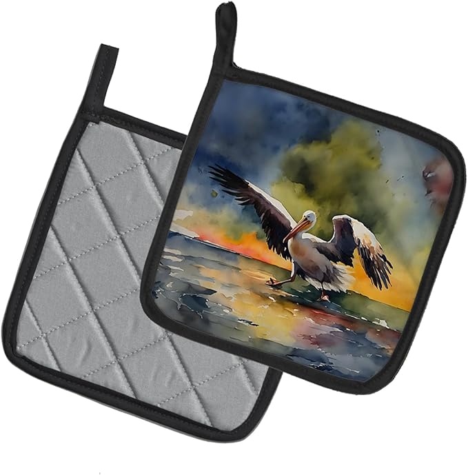 Caroline's Treasures Pelican Pair of Pot Holders Kitchen Heat Resistant Pot Holders Sets Oven Hot Pads for Cooking Baking BBQ, 7 1/2 x 7 1/2