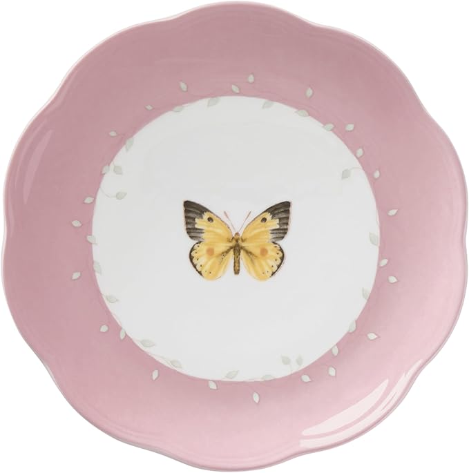 Lenox Dessert Plate Set, Lenox Butterfly Meadow Collection 4-Piece Dessert Porcelain Plates Set, Service For 4, Dishwasher & Microwavable Plate, Small Plates, 8 x 8-Inch, Spring Dishes (4 Piece)
