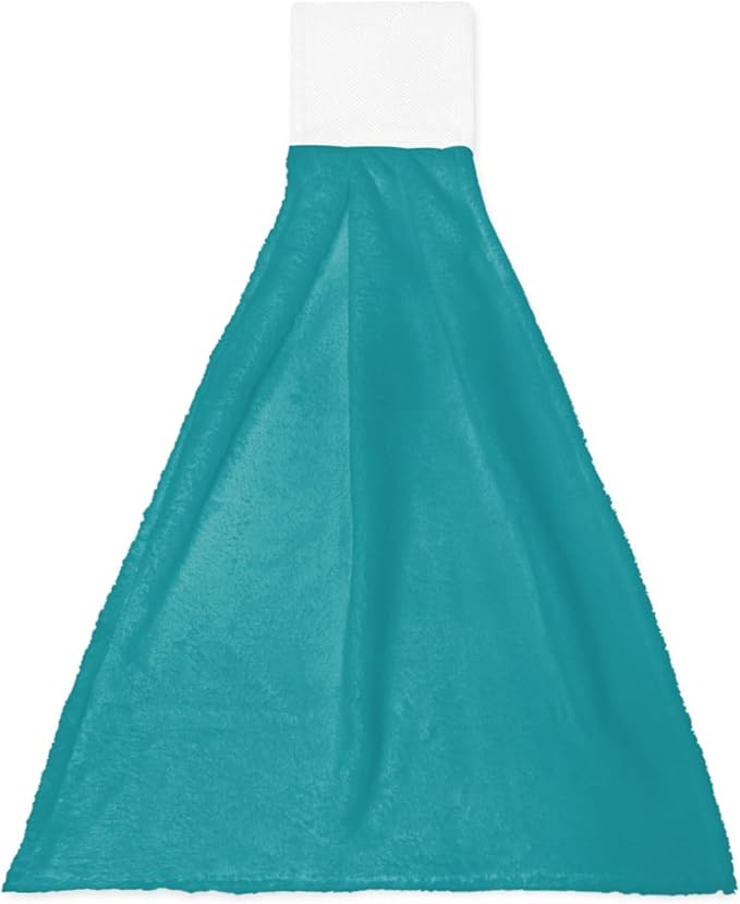 Alandar Home Kitchen Tie Towel Set of 1, Pure Color Blue and Green Absorbent Soft Hand Towels for Bathroom Hanging Towels, Plain Single Bright Color Fast Drying Cleaning Cloth with Loop