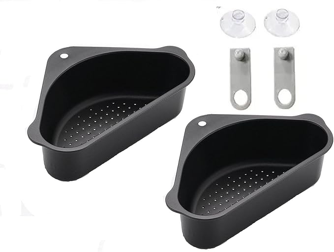 Kitchen Sink Drain Basket Storage Dish Rack Organizer Sink Shelf Soap Sponge Drain Rack Vegetables Fruit Drain Rack (MIN 2 Quantity, Black)