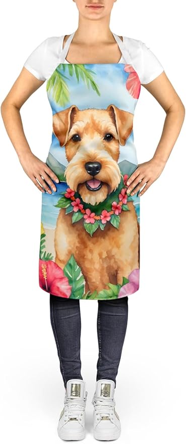 Caroline's Treasures Lakeland Terrier Luau Apron Cooking Kitchen Server Baking Crafts Gardening for Adult Women Men, Unisex, Large, Multicolor