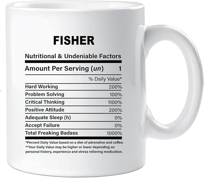 Funny Gift for Fisher, Fisher Nutrition Mug, Best Fisher Gift Ideas, Graduation, Funny Fisher Birthday Mug
