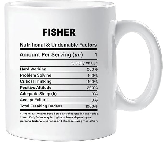 Funny Gift for Fisher, Fisher Nutrition Mug, Best Fisher Gift Ideas, Graduation, Funny Fisher Birthday Mug