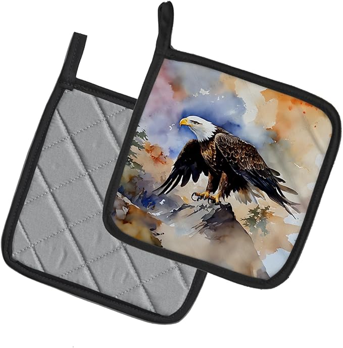 Caroline's Treasures Eagle Pair of Pot Holders Kitchen Heat Resistant Pot Holders Sets Oven Hot Pads for Cooking Baking BBQ, 7 1/2 x 7 1/2