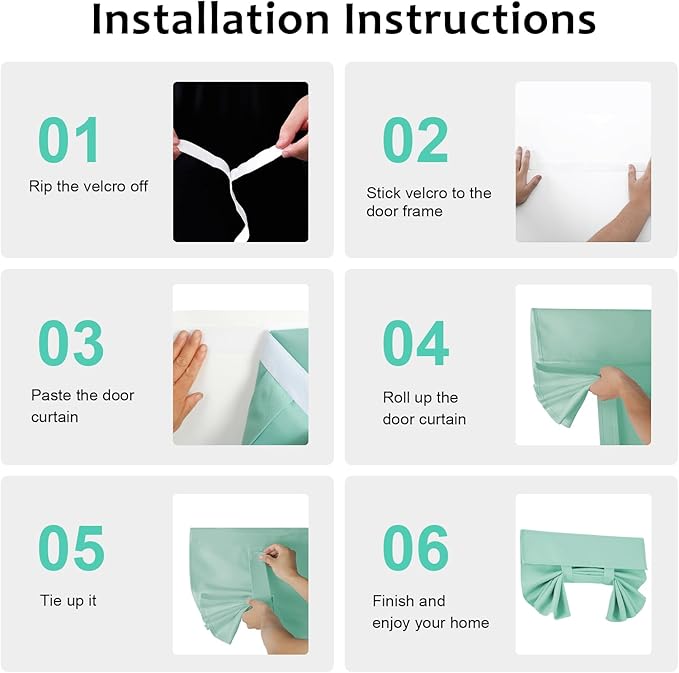 WdFour Blackout Curtains for Small Windows 24x18 Inches - Room Darkening Tie-Up Shade for Door Sidelight & Glass Windows, Solid Color Aqua, 1 Panel