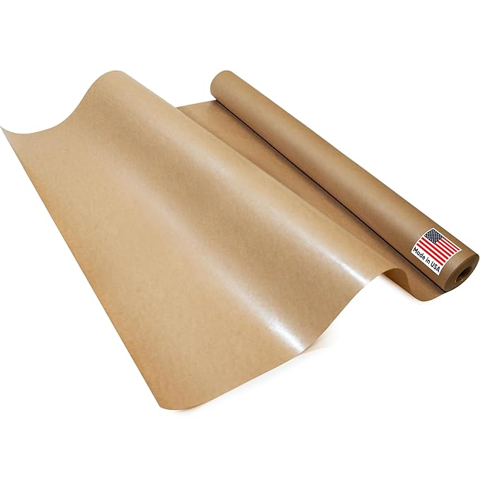 24" x 1200" (100') Made in USA Brown Freezer Paper Roll – Moisture-Resistant Wrap, Prevents Freezer Burn, Keeps Meat Fresh for up to 1 year – Plastic Coated Paper for Meat, Fish, and Poultry