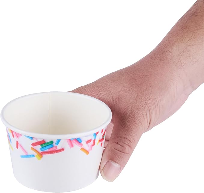 Restaurantware Ice Cream Cups 50 Pack of 8 oz Leak-Resistant Disposable Dessert Bowl Frozen Yogurt Cup Round Paper Container For Cold And Hot Desserts