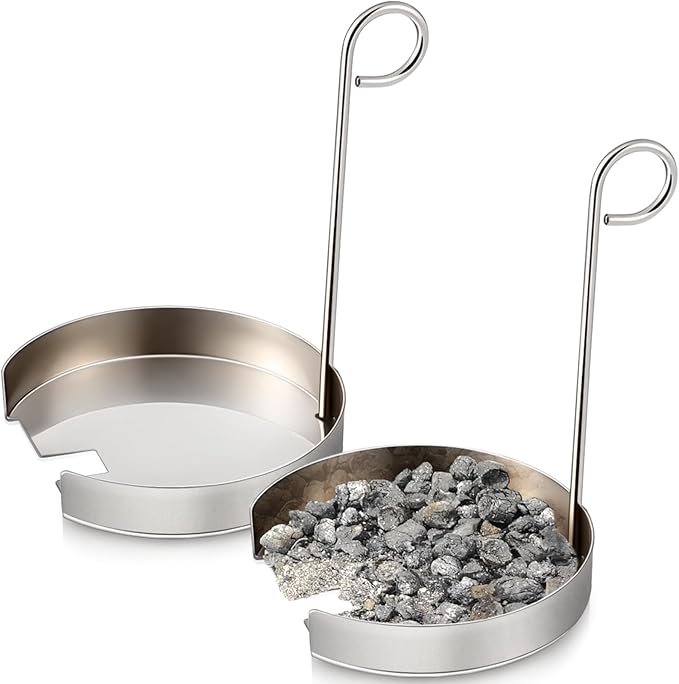 Reallnaive 2 Pcs Ash Remover Compatible with Pit Boss Camp Chef Pellet Grill Burn Pot Stainless Steel Pellet Grill Burn Pot Cleaning Accessories Ash Away Remover for Burner Gridiron (Thin Handle)