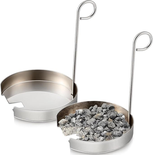 Reallnaive 2 Pcs Ash Remover Compatible with Pit Boss Camp Chef Pellet Grill Burn Pot Stainless Steel Pellet Grill Burn Pot Cleaning Accessories Ash Away Remover for Burner Gridiron (Thin Handle)