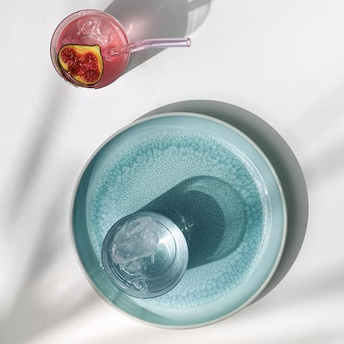 Villeroy & Boch like Crafted Blueberry Deep Plate/Pasta Bowl, Premium Porcelain, Dishwasher and Microwave Safe, 8.5 x 1.5 in, 27.75 oz Capacity, Turquoise