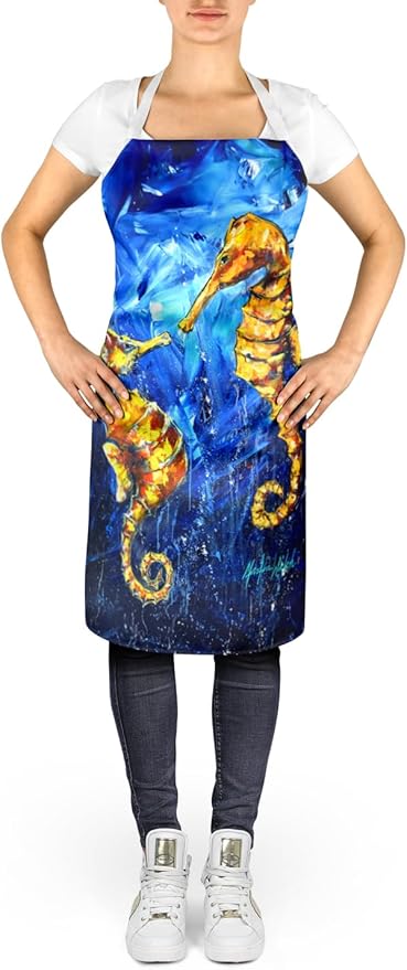Caroline's Treasures Seahorses Two To Tango Apron Cooking Kitchen Server Baking Crafts Gardening for Adult Women Men, Unisex, Large, Multicolor