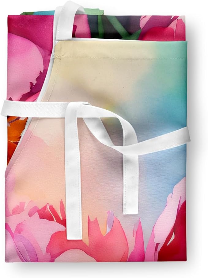 Caroline's Treasures Peonies in Watercolor Apron Cooking Kitchen Server Baking Crafts Gardening for Adult Women Men, Unisex, Large, Multicolor