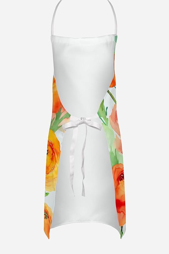 Caroline's Treasures Ranunculus in Watercolor Apron Cooking Kitchen Server Baking Crafts Gardening for Adult Women Men, Unisex, Large, Multicolor