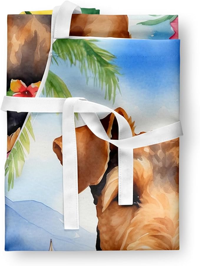 Caroline's Treasures Airedale Terrier Luau Apron Cooking Kitchen Server Baking Crafts Gardening for Adult Women Men, Unisex, Large, Multicolor