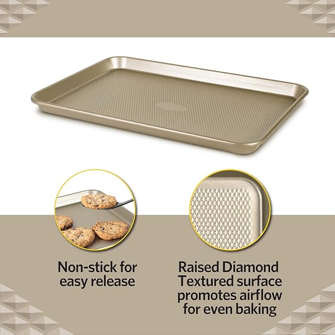 Glad Premium Nonstick Cookie Sheet – Heavy Duty Baking Pan with Raised Diamond Texture, Large