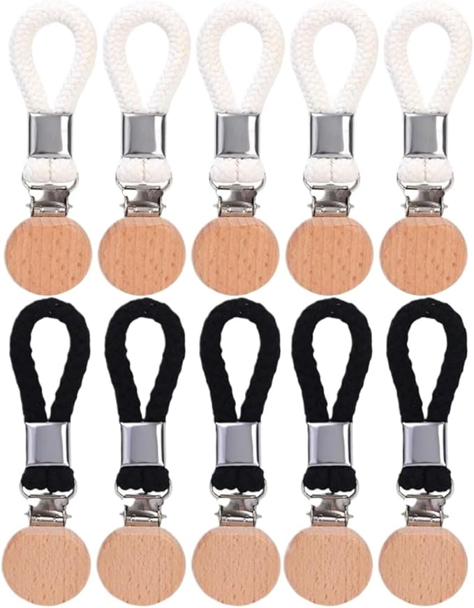 15pcs Braided Bathroom Towel Clips Multipurpose Clothes Hats Organizer Holder Slip Metal Clamp Kitchen Home Storage(Black)