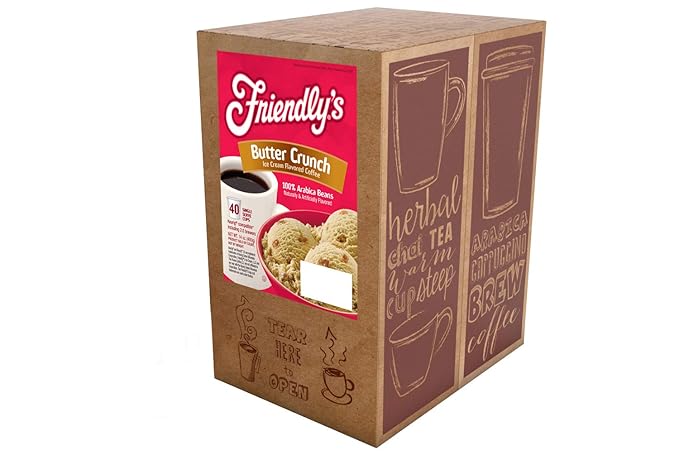 Friendly's Flavored Ice Cream Coffee Pods, Compatible with Keurig K Cup Brewers (Butter Crunch, 40 Count)