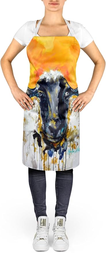 Caroline's Treasures Peach Wool Sheep Apron Cooking Kitchen Server Baking Crafts Gardening for Adult Women Men, Unisex, Large, Multicolor